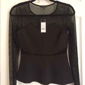 Dynamite mesh long sleeved peplum shirt